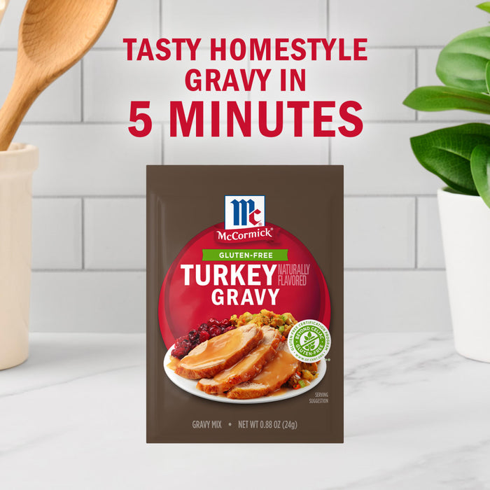 McCormick Turkey Gravy mix promises tasty homestyle gravy in just 5 minutes.