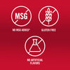 The image shows icons indicating the product has no MSG added, is gluten-free, and contains no artificial flavors.