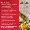A recipe for Pesto Eggs with McCormick spices with a photo of the finished dish.