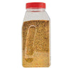 A clear plastic bottle with a red lid filled with a blend of spices.