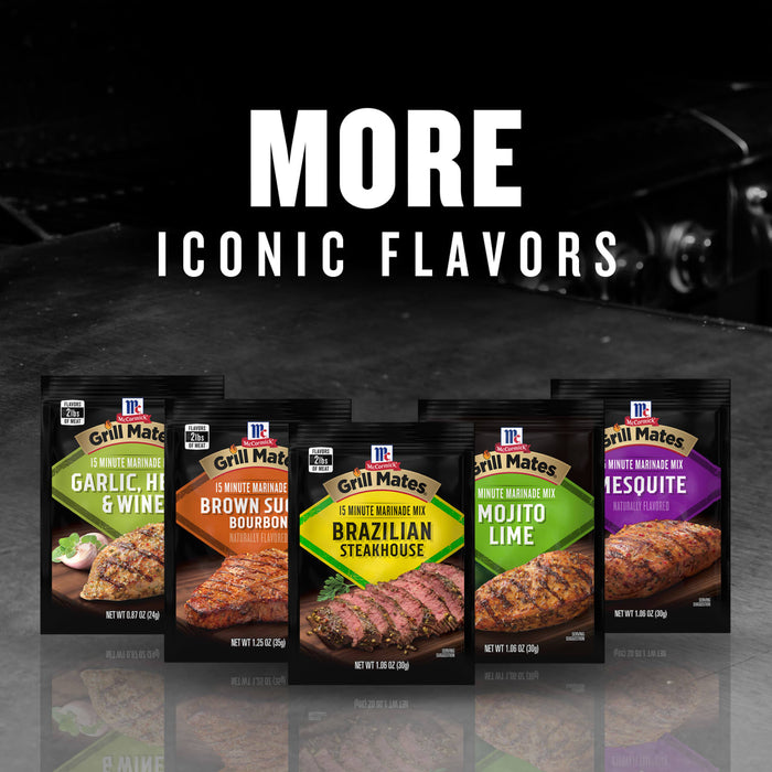 McCormick Grill Mates seasonings are featured in this promotional image highlighting more iconic flavors.