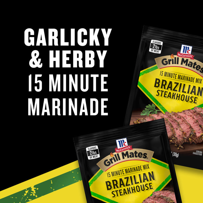 McCormick Grill Mates Brazilian Steakhouse 15 Minute Marinade is garlicky and herby.