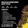 Recipe card for Brazilian Chimichurri Skirt Steak featuring McCormick products and ingredients.