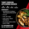 McCormick's Tangy Carolina Applewood Chicken recipe with ingredients and a serving suggestion.