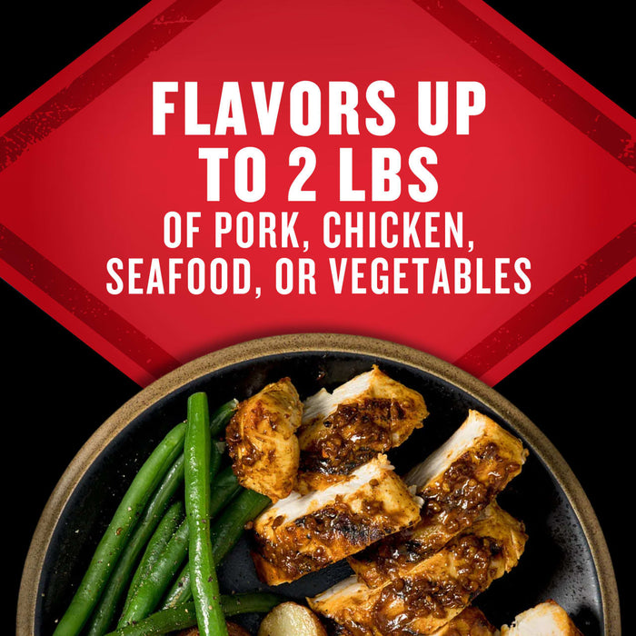 This product flavors up to 2 lbs of pork, chicken, seafood, or vegetables.