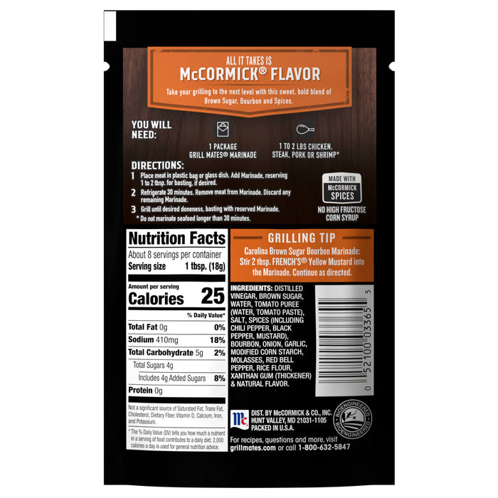McCormick® Grill Mates® Brown Sugar Bourbon Single Use Marinade, 5 oz (6-Pack)