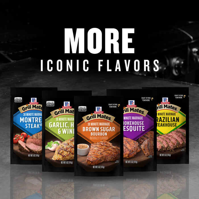 This image showcases a variety of McCormick Grill Mates seasonings, highlighting the message MORE ICONIC FLAVORS.