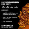McCormick's Brown Sugar Bourbon Pork Chops recipe with preparation time, cook time, servings, and ingredients.