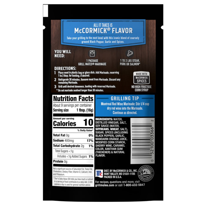 McCormick® Grill Mates® Montreal Steak Single Use Marinade, 5 oz (6-Pack)