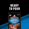 A package of McCormick Grill Mates 30 Minute Marinade Montreal Steak flavor, with the words Ready to Pour above it.