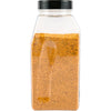 A clear plastic jar filled with a blend of spices.