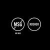The image shows two circular icons, one indicating No MSG and the other indicating Kosher.