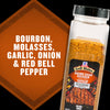 A bottle of Grill Mates Brown Sugar Bourbon seasoning blend, highlighting the ingredients bourbon, molasses, garlic, onion, and red bell pepper.