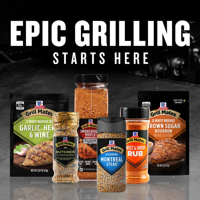 Epic Grilling Starts Here with a variety of McCormick Grill Mates seasonings.