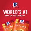 McCormick Original Taco seasoning packets with a red background and the text World\s #1 Herbs &amp; Spices Brand.