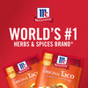McCormick Original Taco seasoning packets with a red background and the text World\s #1 Herbs &amp; Spices Brand.