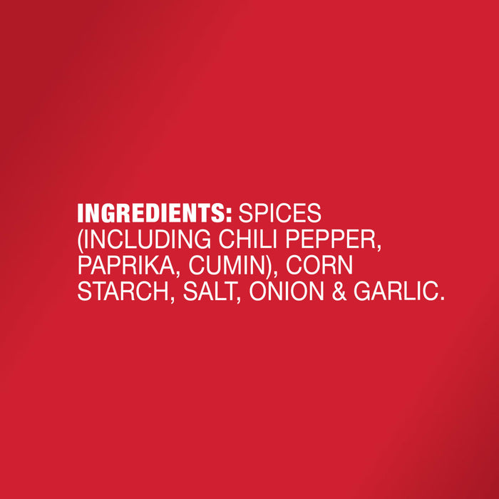 A red background with white text listing the ingredients of a product.