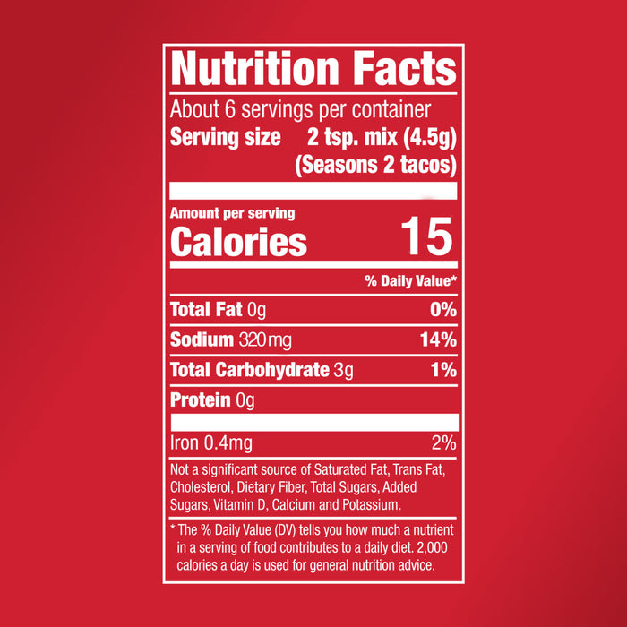 McCormick® 30% Less Sodium Mild Taco Seasoning Mix, 1 oz (6-Pack)