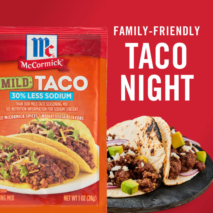 McCormick® 30% Less Sodium Mild Taco Seasoning Mix, 1 oz (6-Pack)