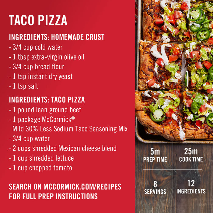 McCormick® 30% Less Sodium Mild Taco Seasoning Mix, 1 oz (6-Pack)