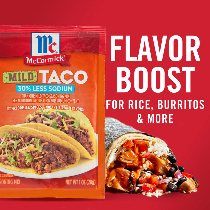 McCormick® 30% Less Sodium Mild Taco Seasoning Mix, 1 oz (6-Pack)