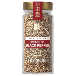 A jar of Trader Joe's Organic Cracked Black Pepper.