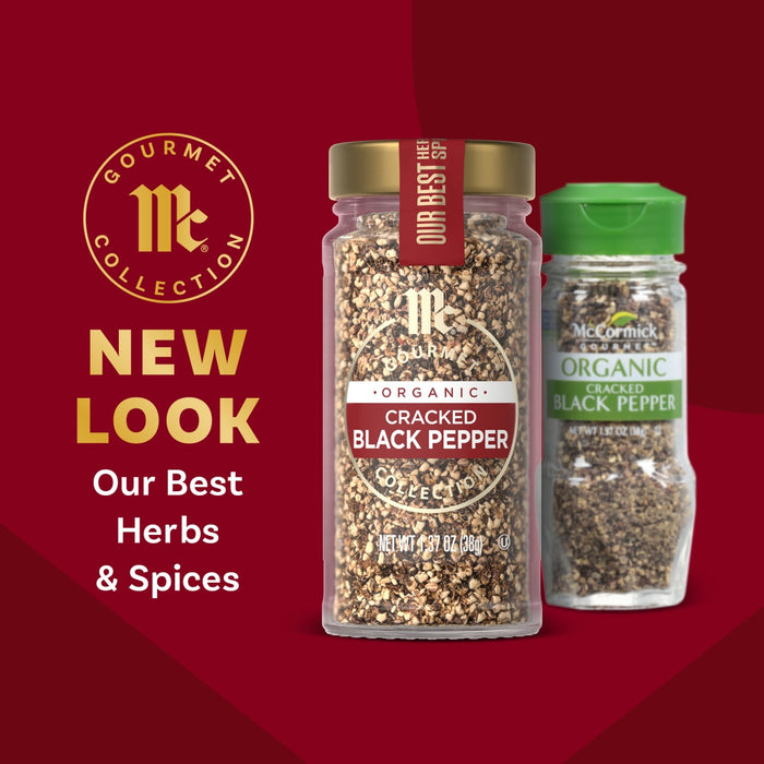 McCormick Gourmet Collection introduces a new look for their best herbs and spices, featuring cracked black pepper.