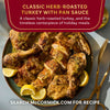 McCormick's classic herb-roasted turkey with pan sauce is a timeless centerpiece of holiday meals.