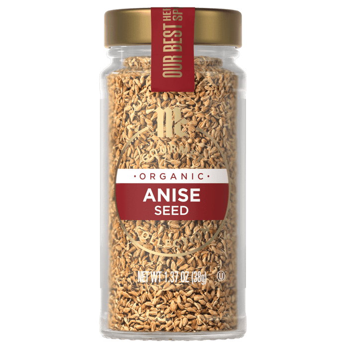 A jar of McCormick Organic Anise Seed.