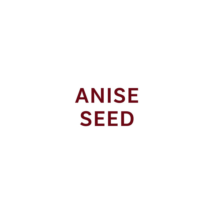The image displays the text Anise Seed in a reddish-brown font.