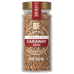 A jar of McCormick Organic Caraway Seed.