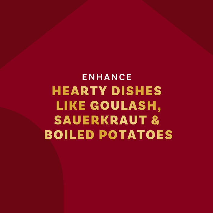This image promotes enhancing hearty dishes like goulash, sauerkraut, and boiled potatoes.
