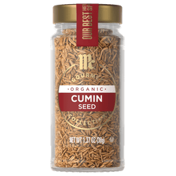 A jar of McCormick Gourmet Organic Cumin Seed.