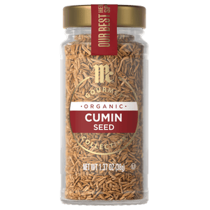 A jar of McCormick Gourmet Organic Cumin Seed.