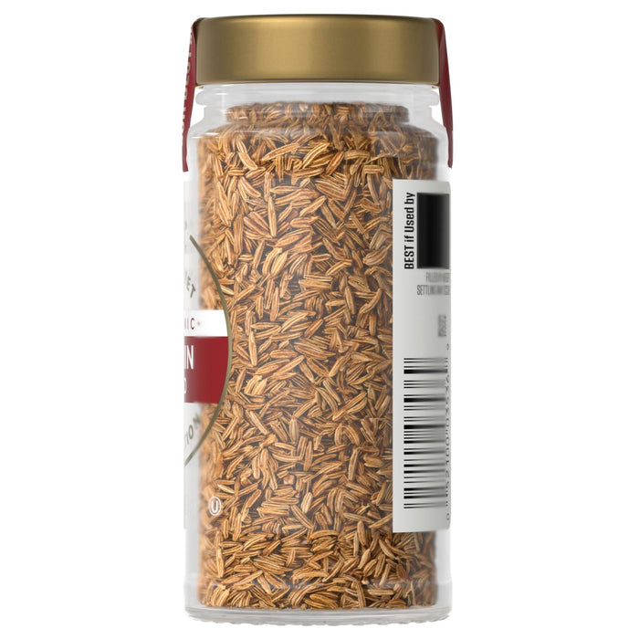 A jar of McCormick thyme is displayed, showcasing its color and texture.