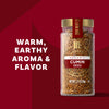 McCormick Gourmet Cumin Seed is shown in a glass jar with a red label, highlighting its warm, earthy aroma and flavor.