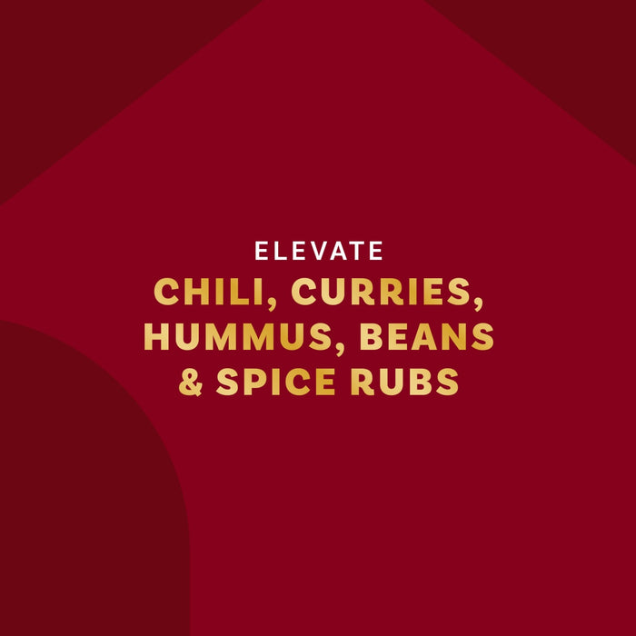 The image promotes elevating chili, curries, hummus, beans, and spice rubs.