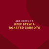 The image promotes adding depth to beef stew and roasted carrots.
