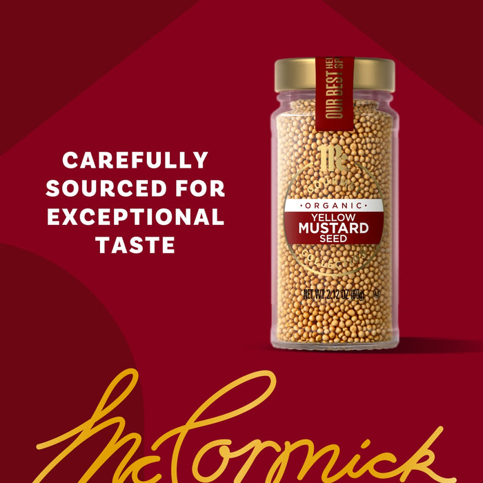 McCormick showcases its carefully sourced mustard seeds for exceptional taste.