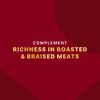 The image highlights the ability of a product to complement the richness in roasted and braised meats.