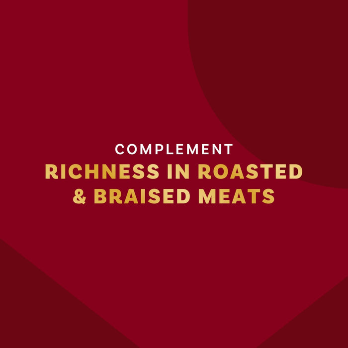 The image highlights the ability of a product to complement the richness in roasted and braised meats.