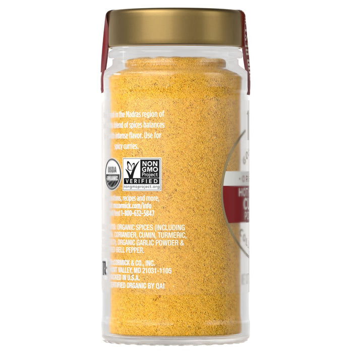 A jar of Simply Organic Turmeric spice is shown, highlighting its organic certification and product details.