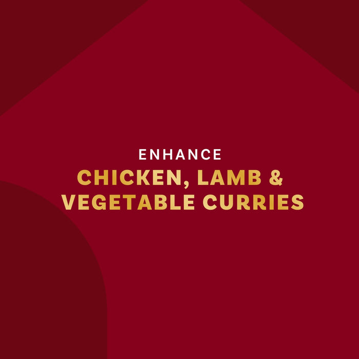 The image promotes enhancing chicken, lamb, and vegetable curries.