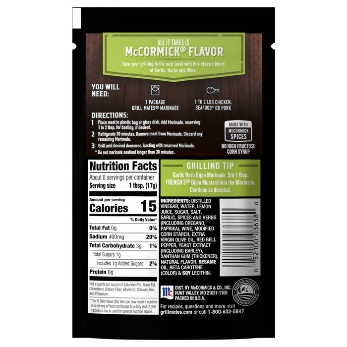 McCormick® Grill Mates® Garlic, Herb & Wine 30 Minute Marinade, 5 oz (6-Pack)