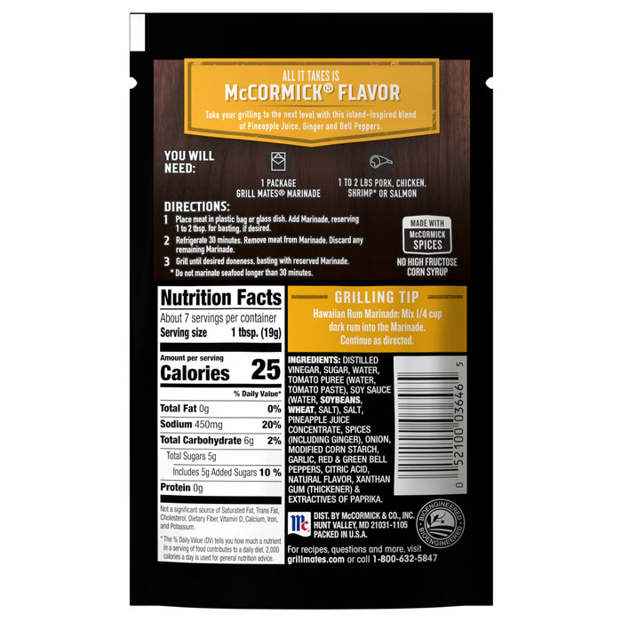 McCormick® Grill Mates® Hawaiian Woodfire Grill 30 Minute Marinade, 5 oz (6-Pack)