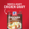 A package of McCormick Chicken Gravy mix with a picture of chicken mashed potatoes and gravy.