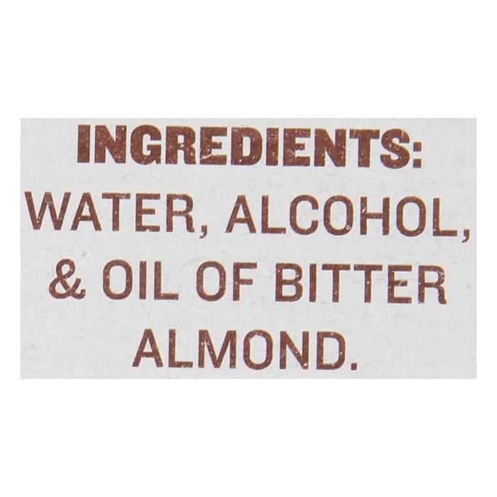 The ingredients for this product are water alcohol and oil of bitter almond.