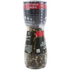 A McCormick Black Pepper Adjustable Grinder with a clear glass bottle filled with black peppercorns.
