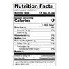 This is a nutrition facts label showing that a 1/4 teaspoon serving contains 0 calories and minimal amounts of fat, sodium, carbohydrates, and protein.