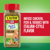A bottle of McCormick Perfect Pinch Italian Seasoning is shown, highlighting its ability to infuse chicken, fish, and vegetables with Italian-style flavor.